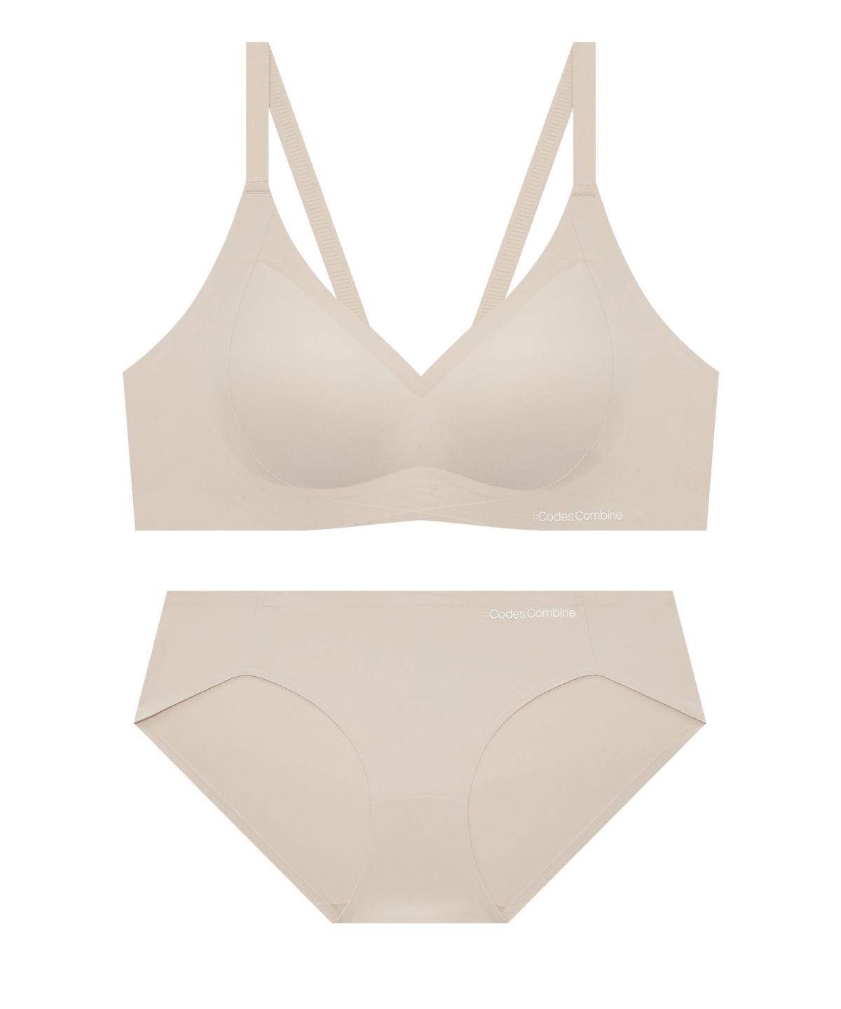 코데즈컴바인 이너웨어(CODES COMBINE INNERWEAR) 파워볼륨 심리스 노와이어 브라팬티 세트_스킨