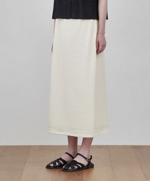 레이스 밴딩 롱 스커트 아이보리