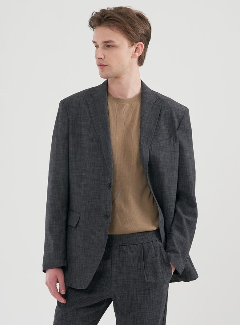 [M~5XL]린넨라이크 루즈핏 셋업 블레이저_카키