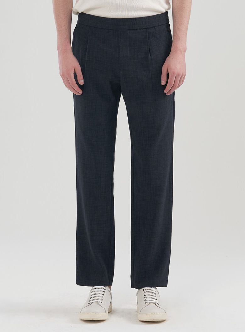 [M~5XL]린넨라이크  테이퍼드 셋업 밴딩 슬랙스_네이비