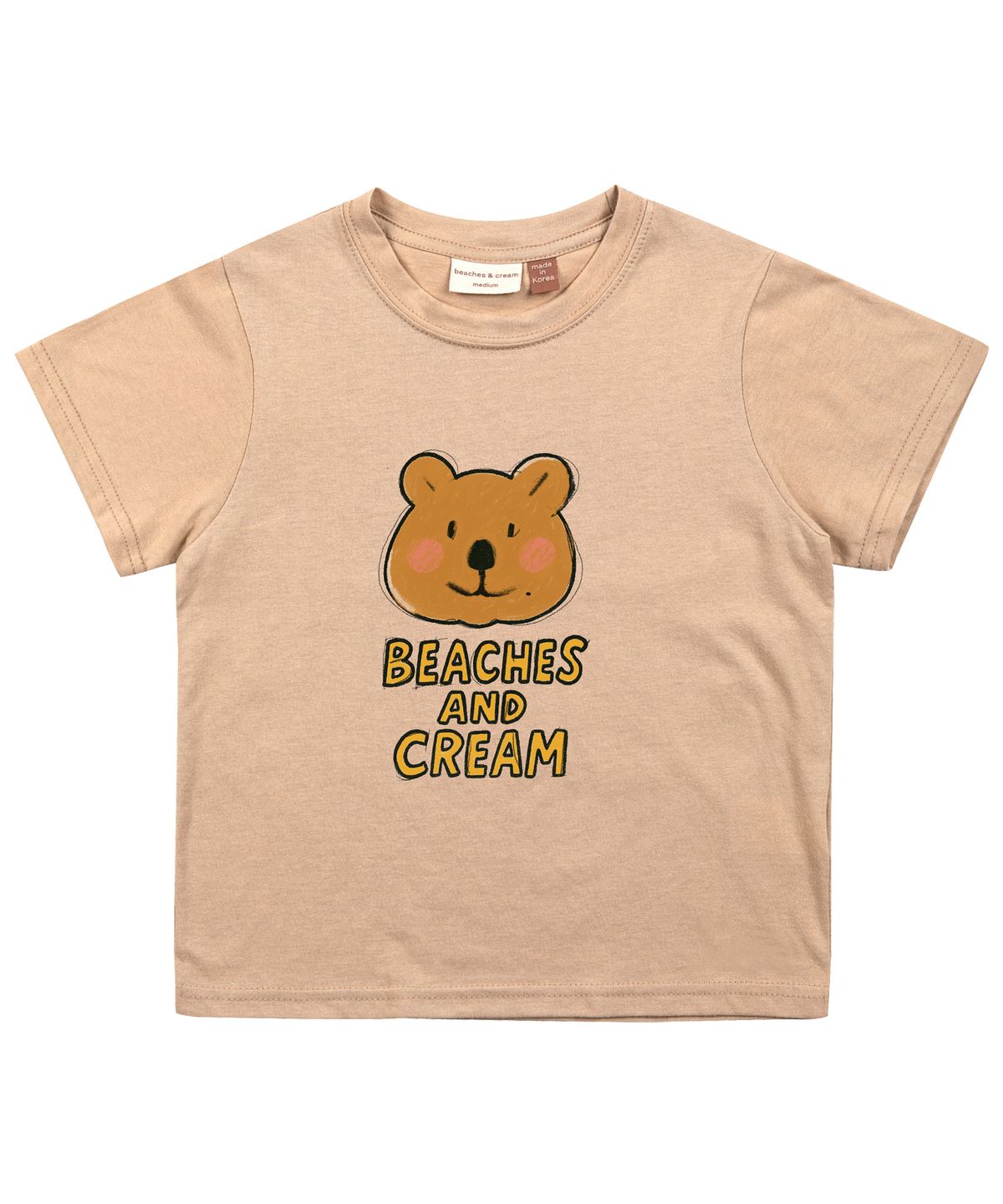 비치스앤 크림 키즈(BEACHESAND CREAM KIDS) 쿼카 반팔 티셔츠-베이지(Quokka Half-Sleeve T-shirt beige)