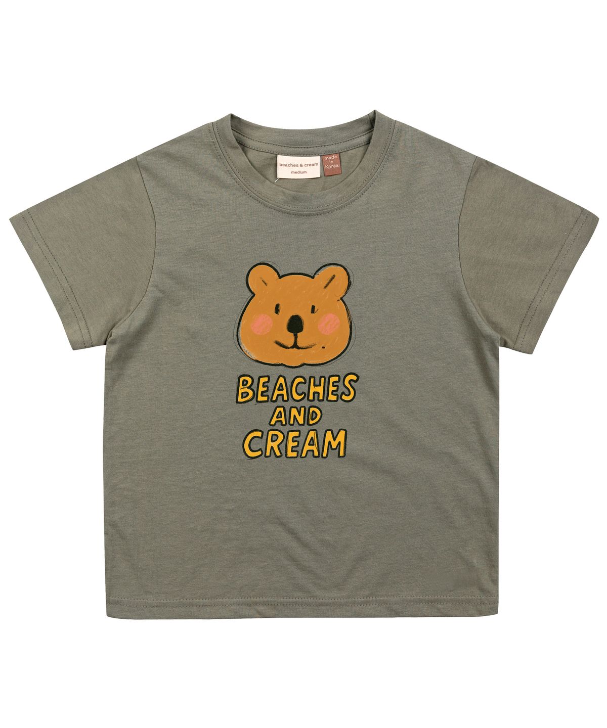 비치스앤 크림 키즈(BEACHESAND CREAM KIDS) 쿼카 반팔 티셔츠-그레이쉬 카키(Quokka Half-Sleeve T-shirt grayish Khaki)