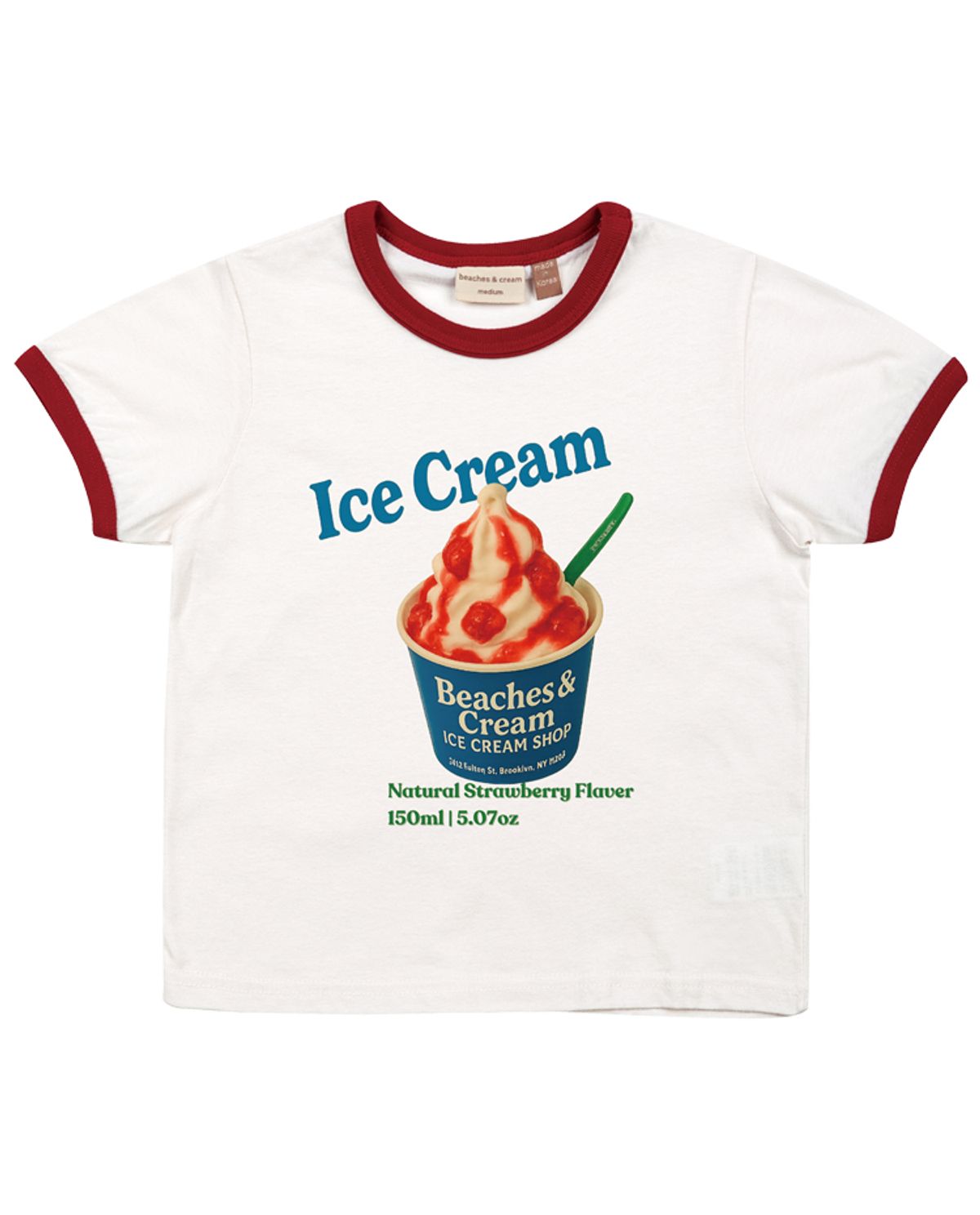 비치스앤 크림 키즈(BEACHESAND CREAM KIDS) 비치스 아이스크림 링거 티셔츠-레드(Beaches icecream Ringer T-shirt red)
