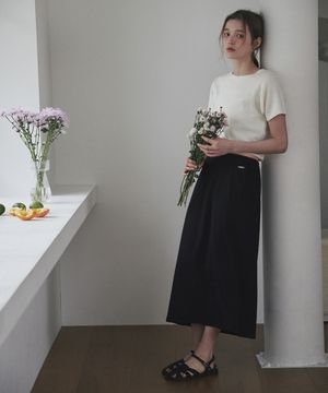 레이스 밴딩 롱 스커트 블랙