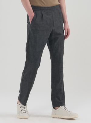 [M~5XL]린넨라이크  테이퍼드 셋업 밴딩 슬랙스_카키