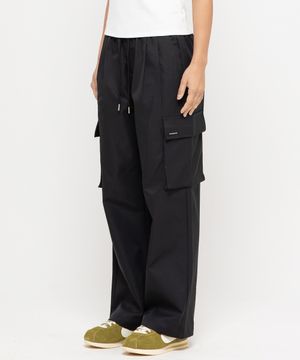 폴리 나일론 파라슈트 세미 와이드 카고 팬츠[블랙]