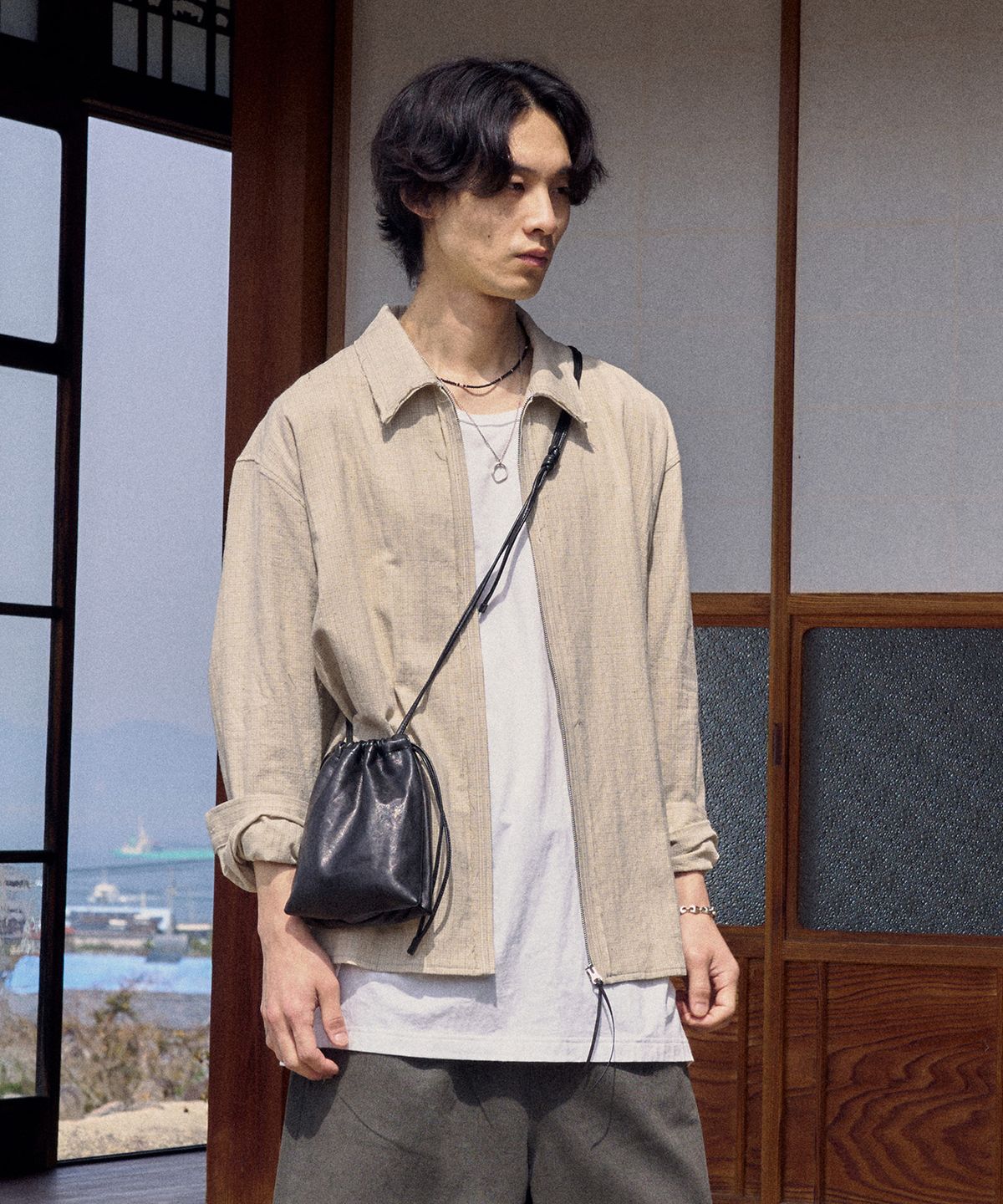 유스(YOUTH) Zipped Shirt - Beige Check