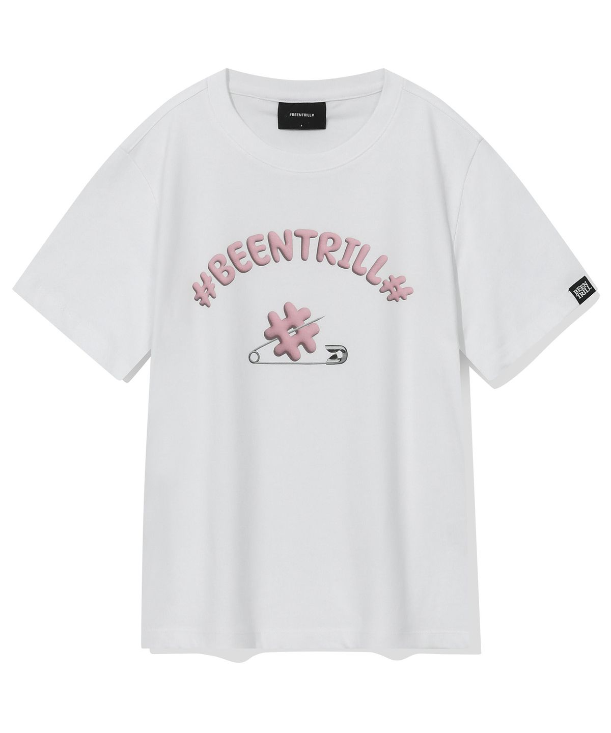 빈트릴 뉴욕(BEENTRILL NEWYORK) 우먼즈 3D 핀 로고 티셔츠(화이트)