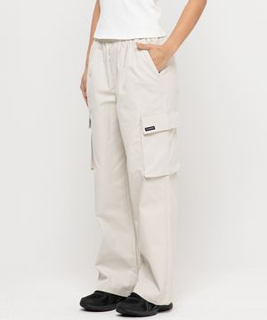 폴리 나일론 파라슈트 세미 와이드 카고 팬츠[아이보리]