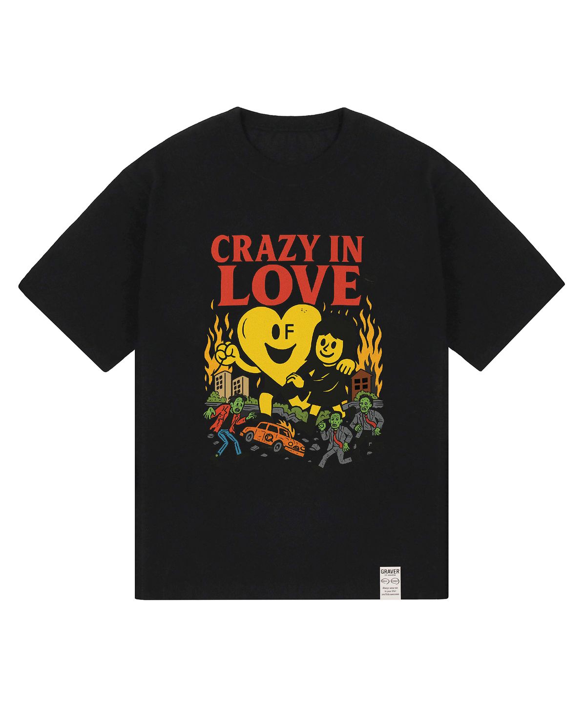 그레이버(GRAVER) [UNISEX]CRAZY IN LOVE 반팔티_블랙