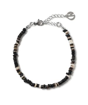 남녀공용 미니멀 자개 비즈 팔찌 [블랙]