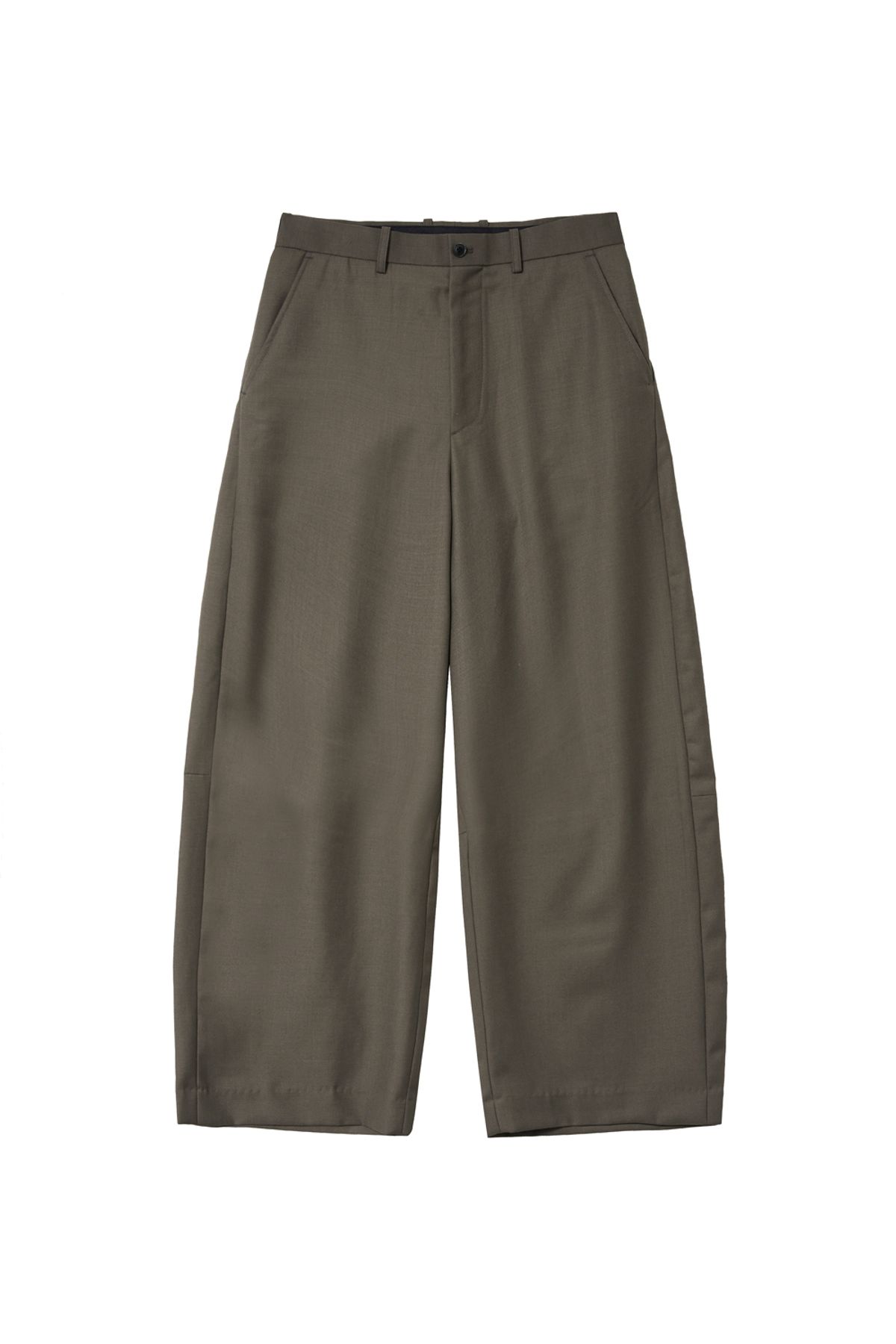해칭룸(HATCHINGROOM) Wide Curve Trousers Wool Mud Brown