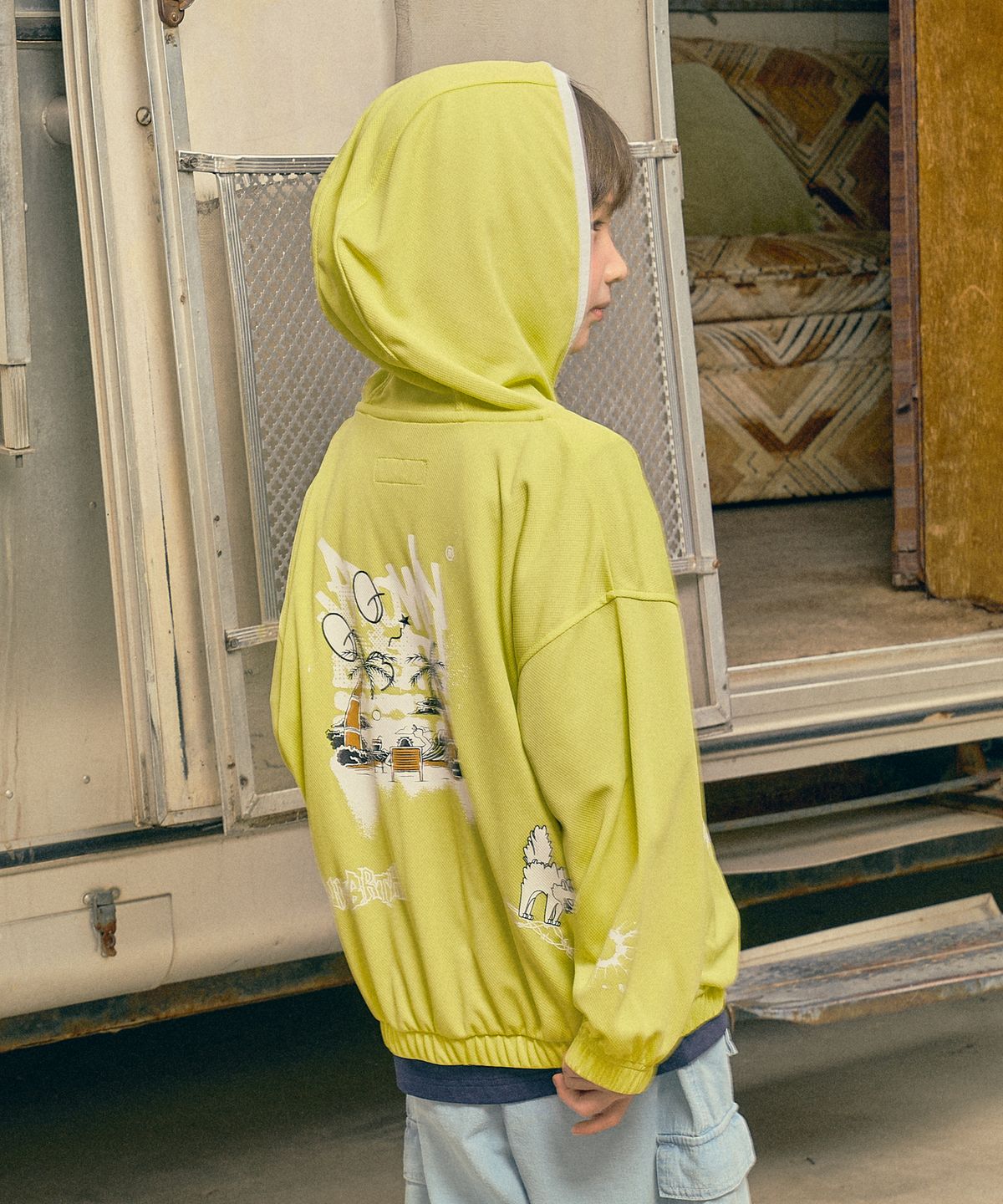 브라운브레스 키즈(BROWNBREATH KIDS) KIDS MESH HOOD JACKET - LIME