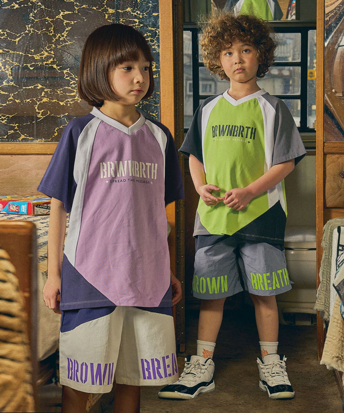 브라운브레스 키즈(BROWNBREATH KIDS) KIDS BB BLOCK TEE SETUP - 2 COLORS