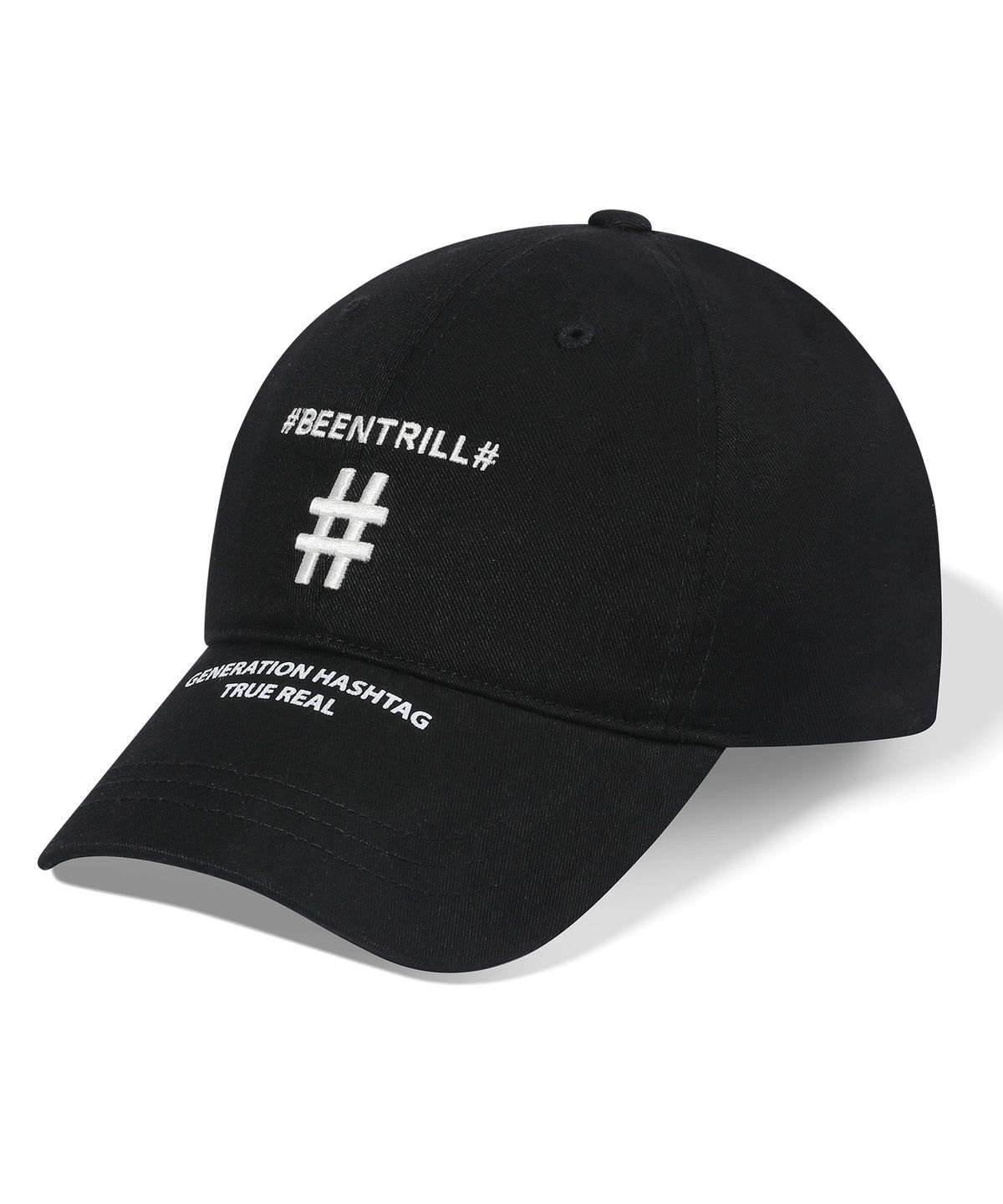 빈트릴(BEENTRILL) SHAKE SHAKE 해시태그 볼캡(블랙)