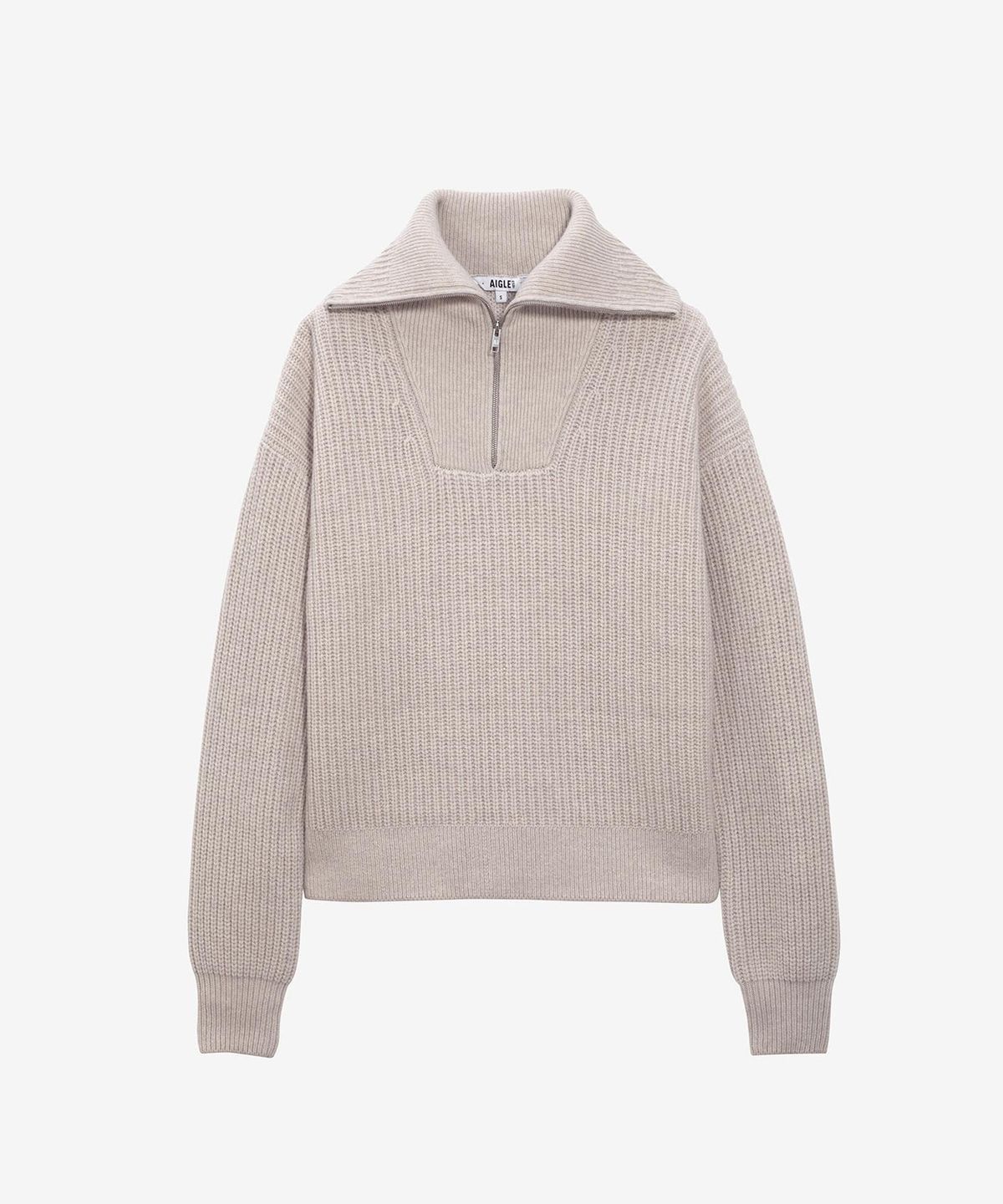 에이글(Aigle) 여성 하프 립 지퍼 니트 AIW24WKNI005BEI