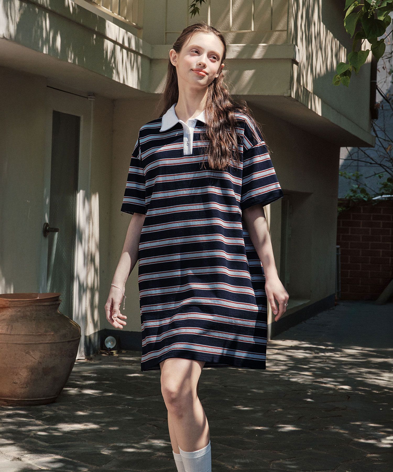 ZEROSTREET★DOUBLE COLLAR SAILOR ONEPIECE / NAVY MUSINSA | ZERO STREET Double Collar Sailor One Piece / Navy
