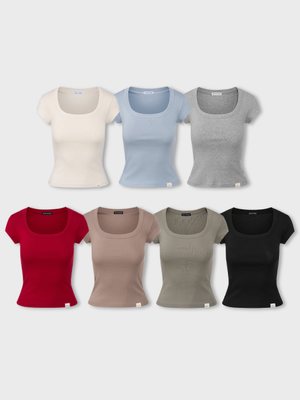 [2PACK] 클래식 소프트 딥 스퀘어넥 티셔츠(7COLOR)