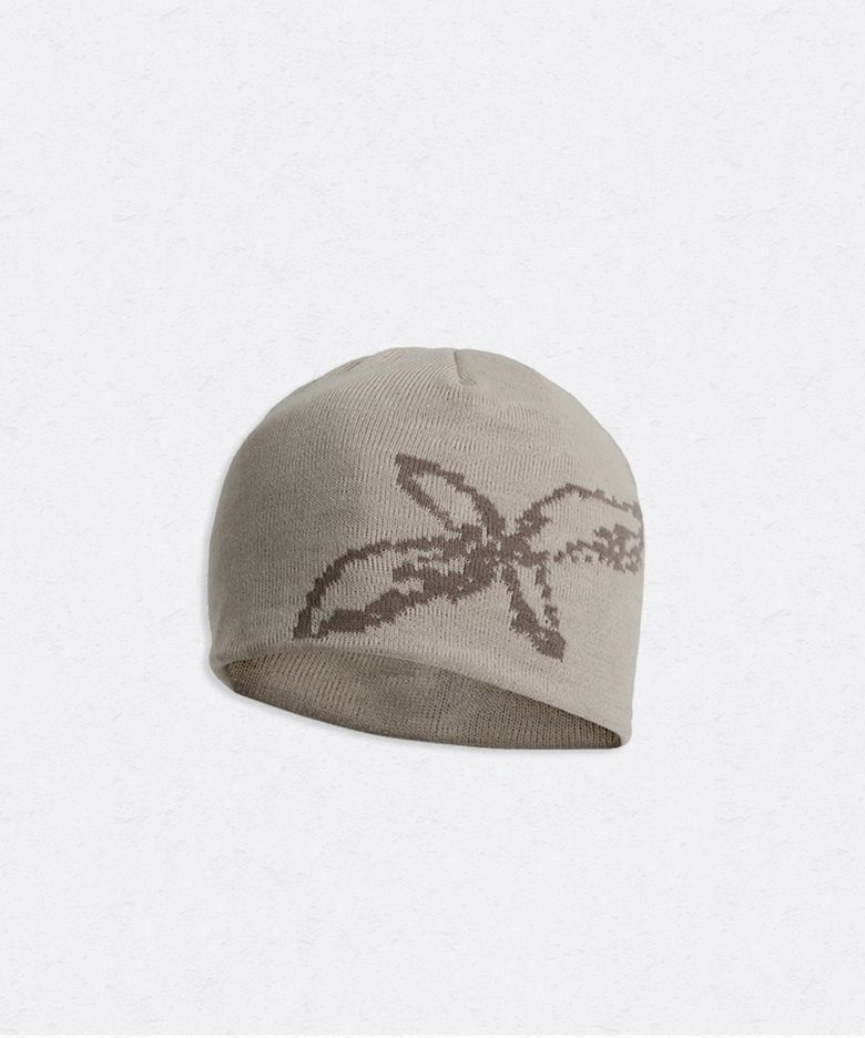 Stitched Flower Beanie_[beige]