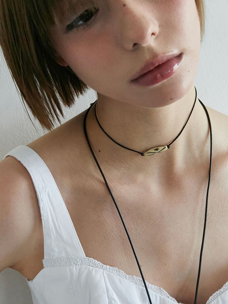 Starry Wood Leather Choker.