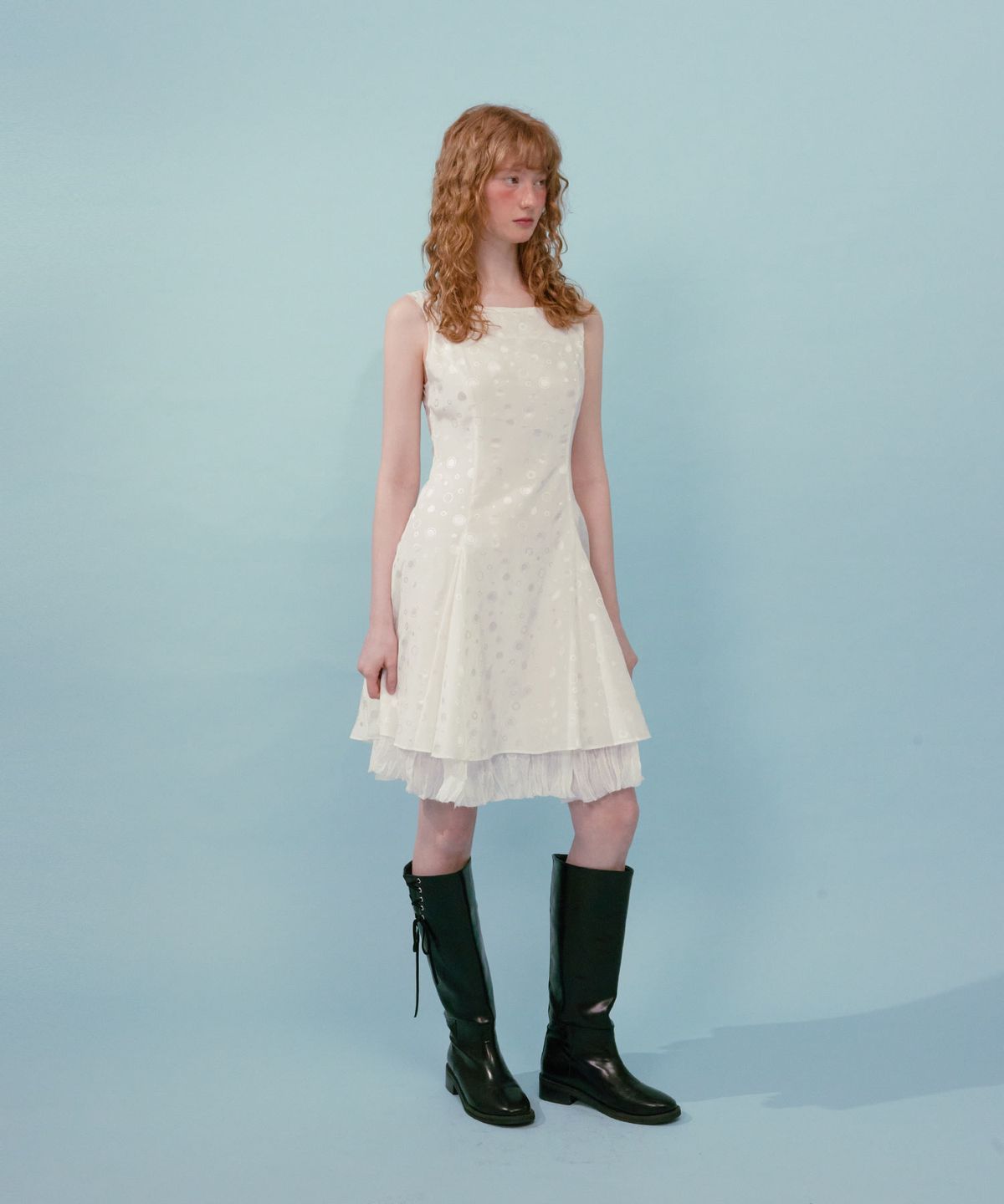 루루서울(LOULOUSEOUL) Polka Dot Silk Dress (White)