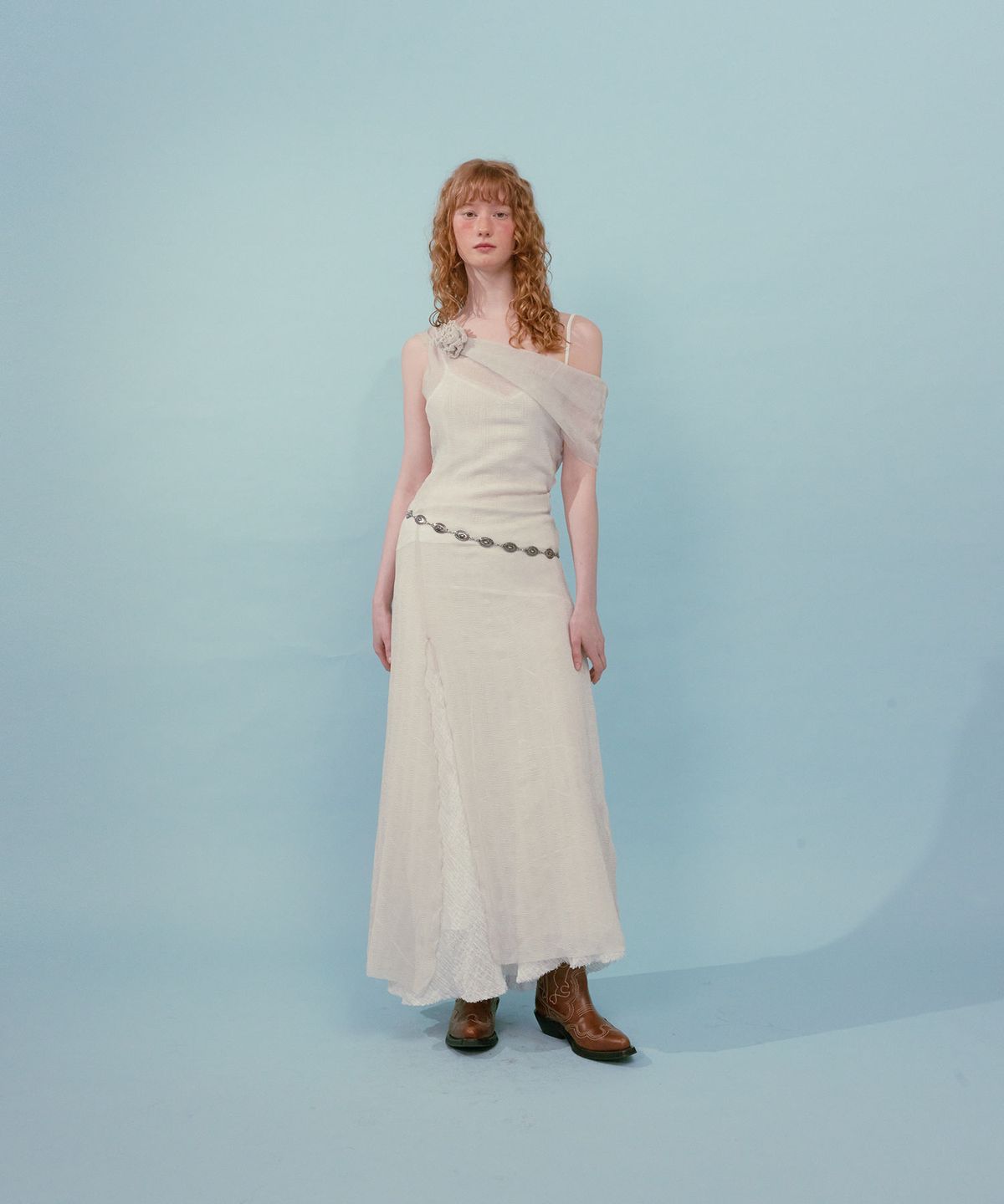 루루서울(LOULOUSEOUL) Wave Sheer Dress (Ivory)