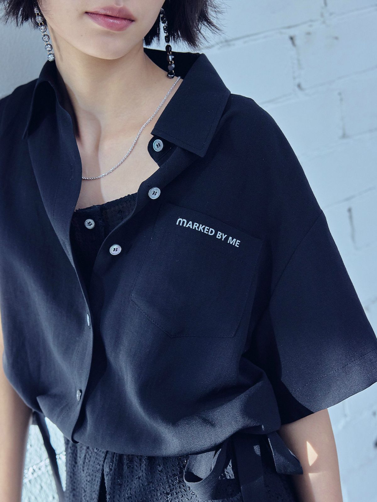 엘유브이엠(LUVM) COLLAR STRING SHIRTS_BLACK