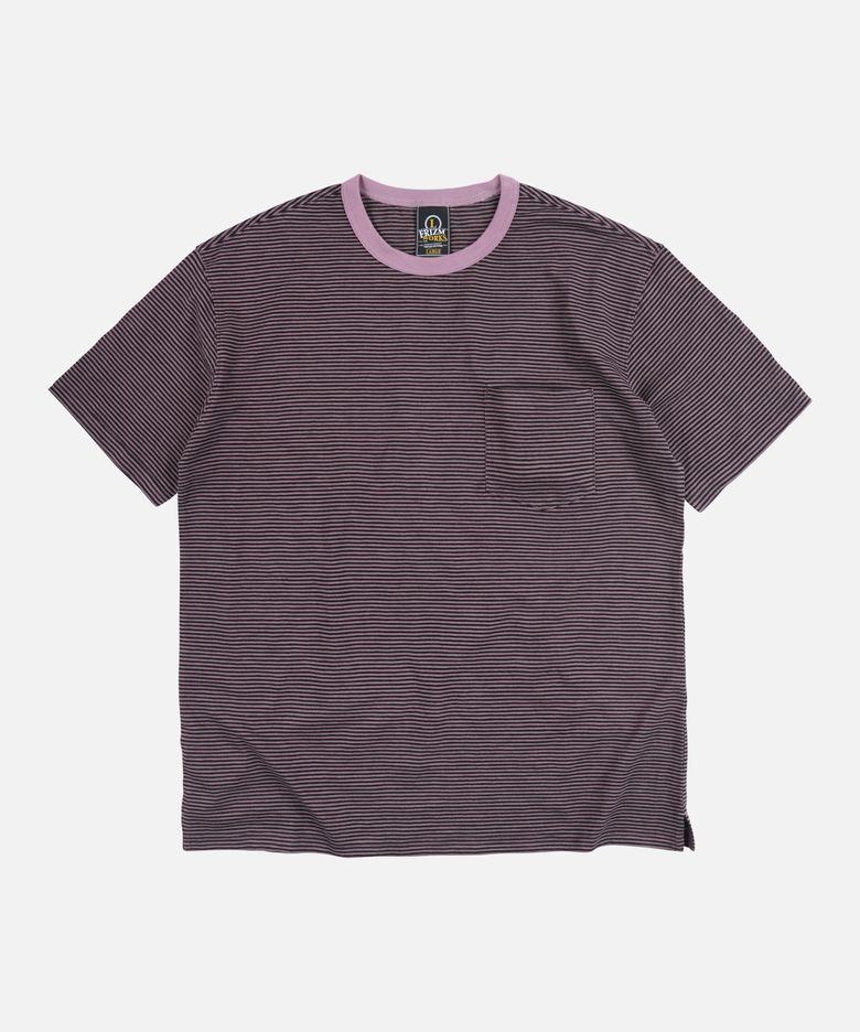 THIN STRIPE HALF TEE _ RED BEAN