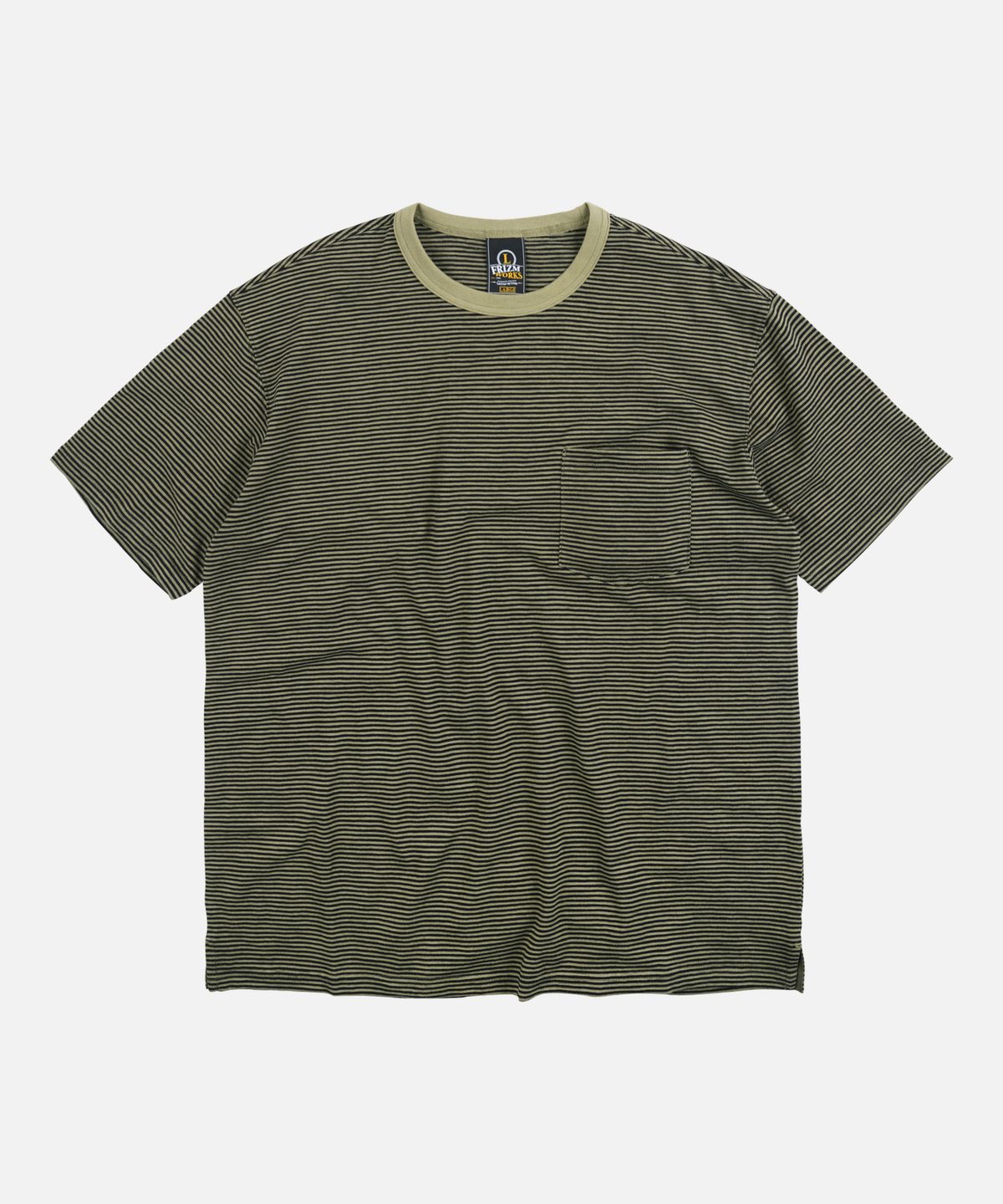프리즘웍스(FRIZMWORKS) THIN STRIPE HALF TEE _ OLIVE