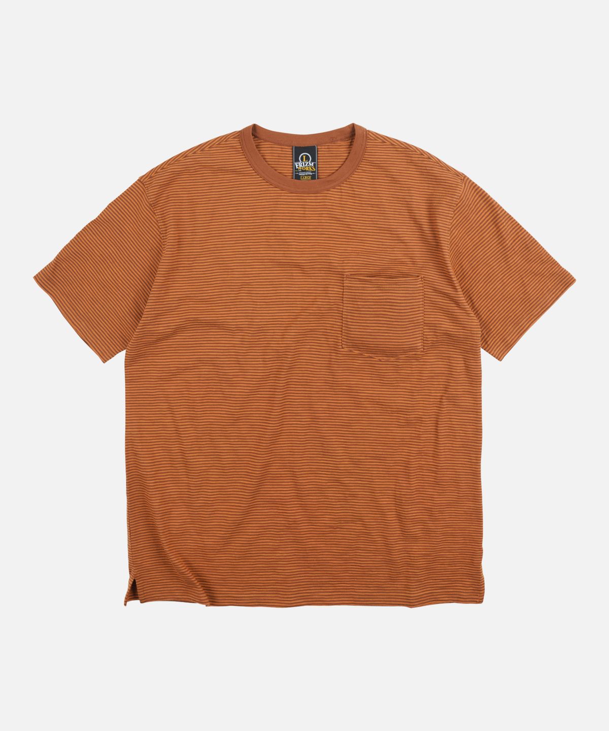 프리즘웍스(FRIZMWORKS) THIN STRIPE HALF TEE _ BRICK