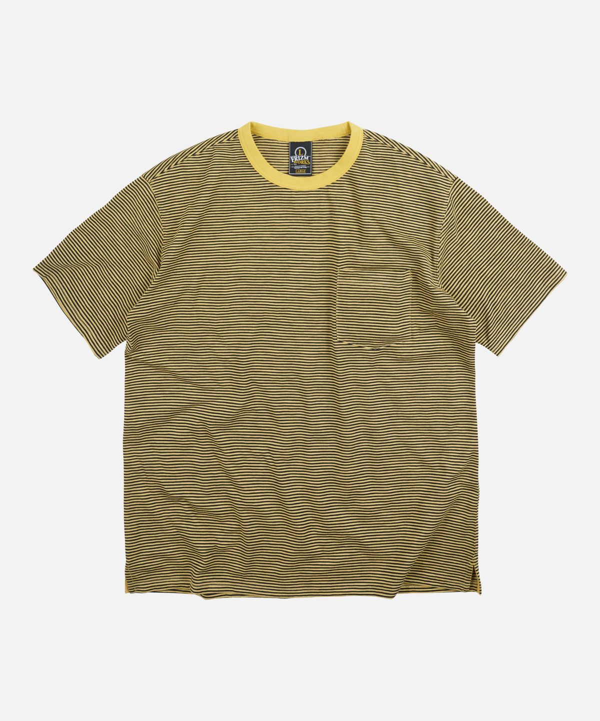 프리즘웍스(FRIZMWORKS) THIN STRIPE HALF TEE _ MUSTARD