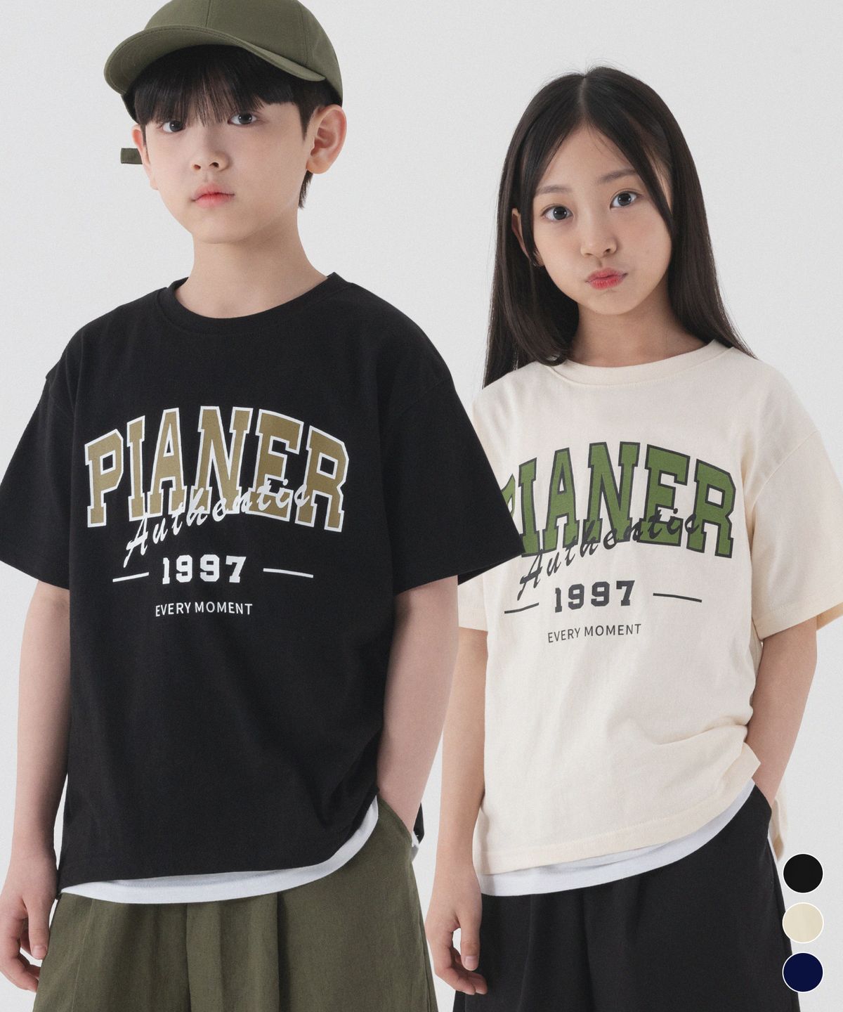 피아네르 키즈(PIANER KIDS) [2 PACK] 빅 로고 어센틱 오버핏 반팔 (3color)
