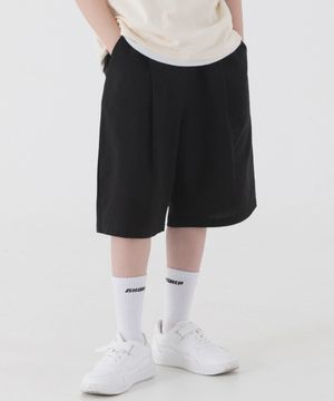 컴포터블 린넨 원 턱 버뮤다팬츠 (블랙)