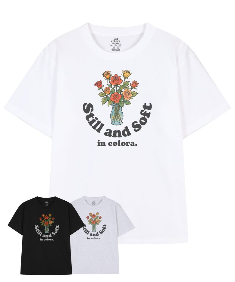 글라스 오브 로즈 레터 반팔 티셔츠 (3color)