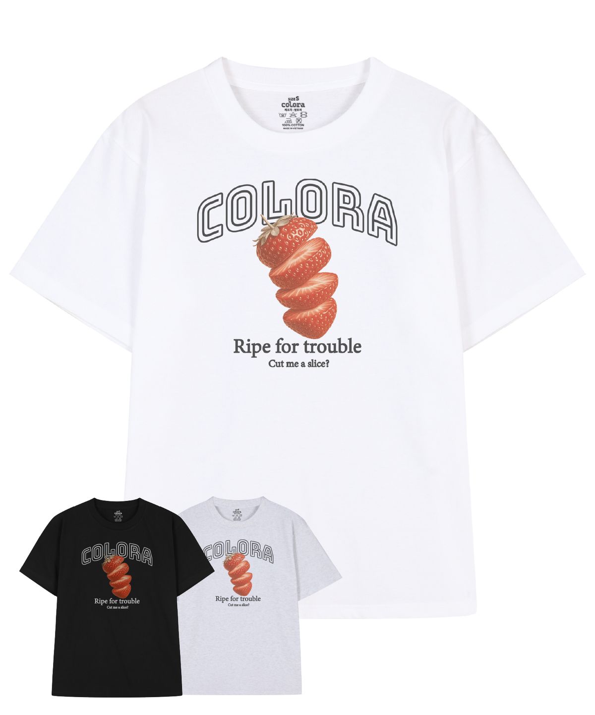 컬로라(COLORA) 스트로베리 슬라이스 반팔 티셔츠 (3color)