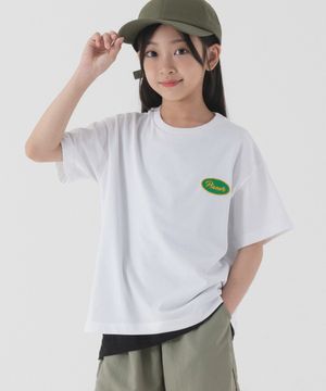 쿨 레터링 자수 오버핏 반팔 (화이트)