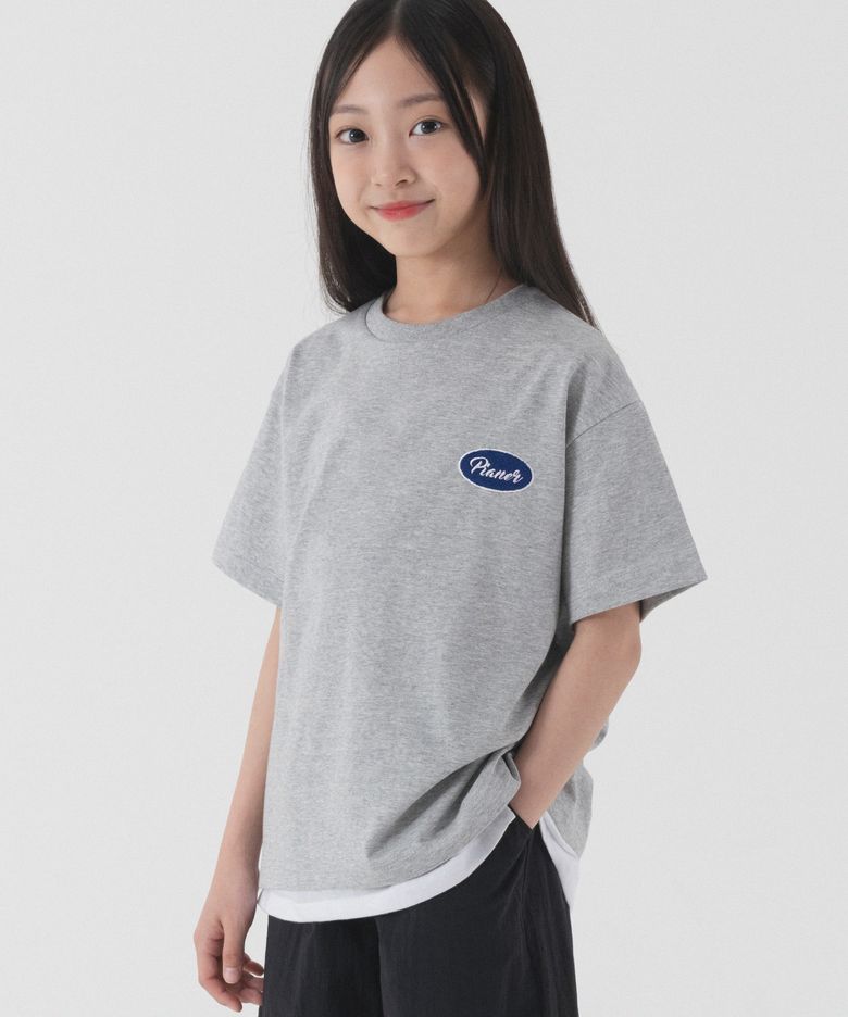 쿨 레터링 자수 오버핏 반팔 (멜란지)