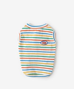 강아지 레인보우 민소매 여름옷