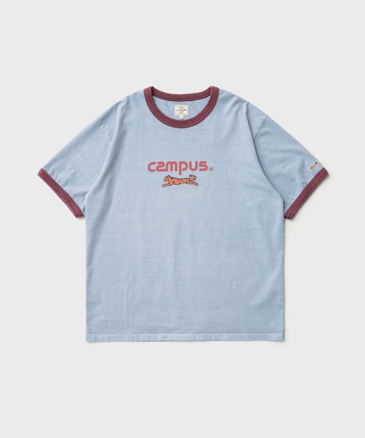 르티그레(LE TIGRE) Campus Overdyed ringer T-shirt (Faded Blue)