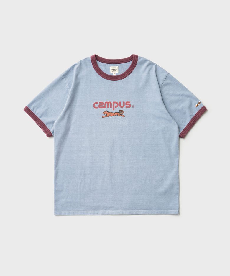 Campus Overdyed ringer T-shirt (Faded Blue)