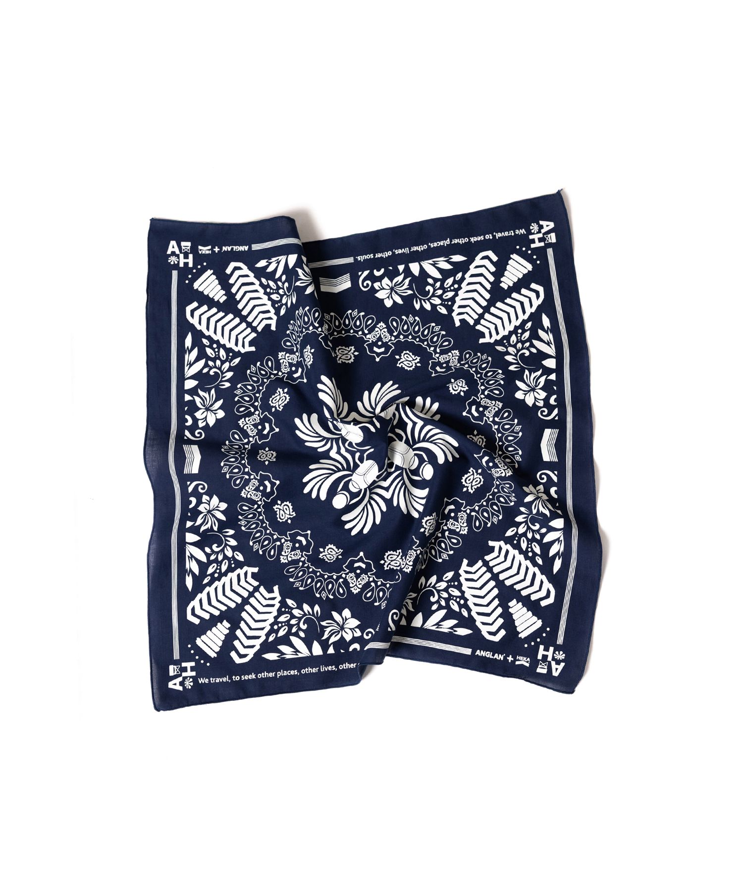 【ANGLAN x HEKA】HEKA SIDE-POUCH with ANGLAN MUSINSA | ANGLAN [ANGLAN x HEKA] A x H Graphic Bandana - Navy