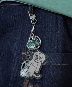 OOSS 예민고양이 캐릭터 아크릴키링 베이지