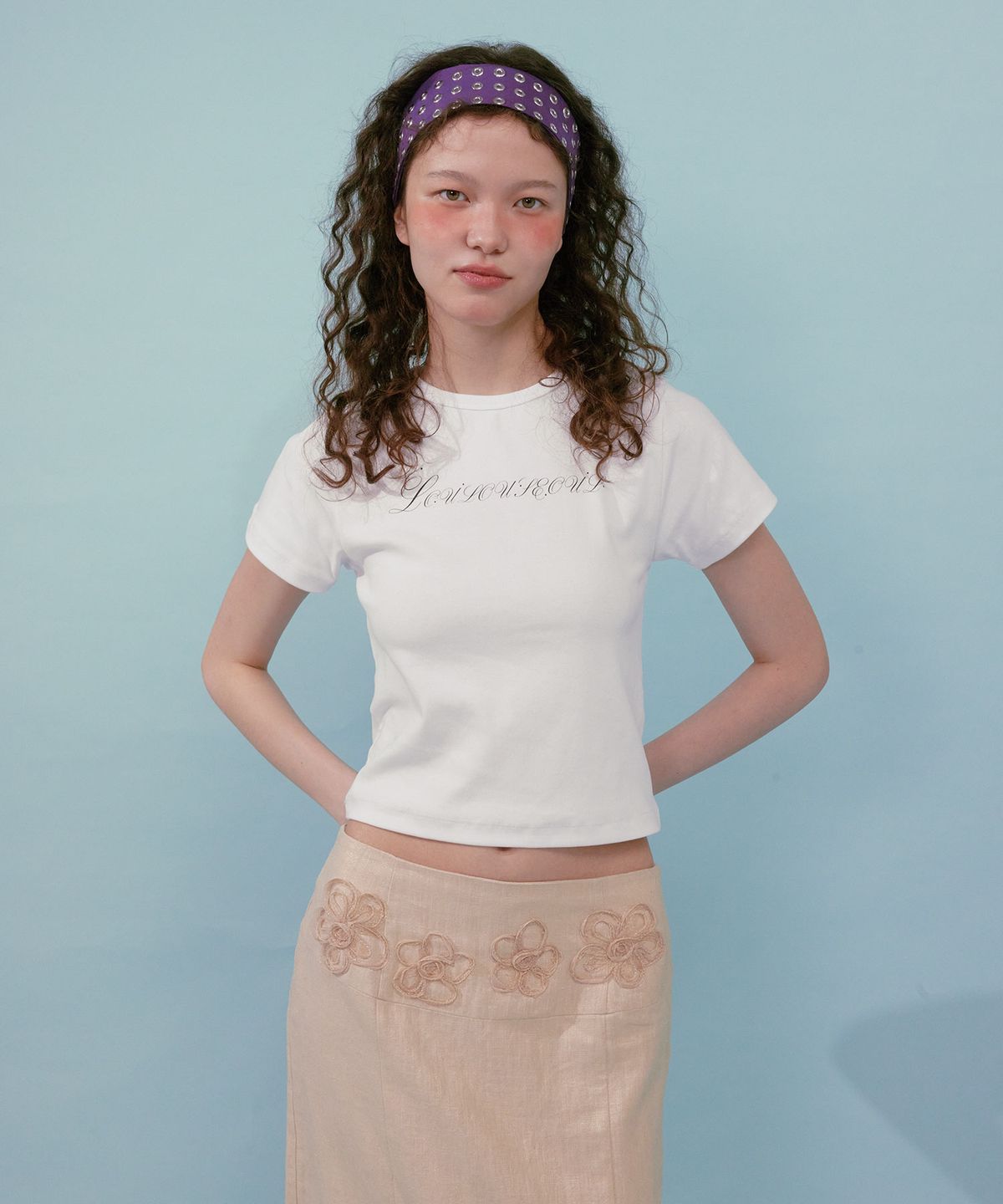루루서울(LOULOUSEOUL) Logo Sparkle T-Shirt (White)