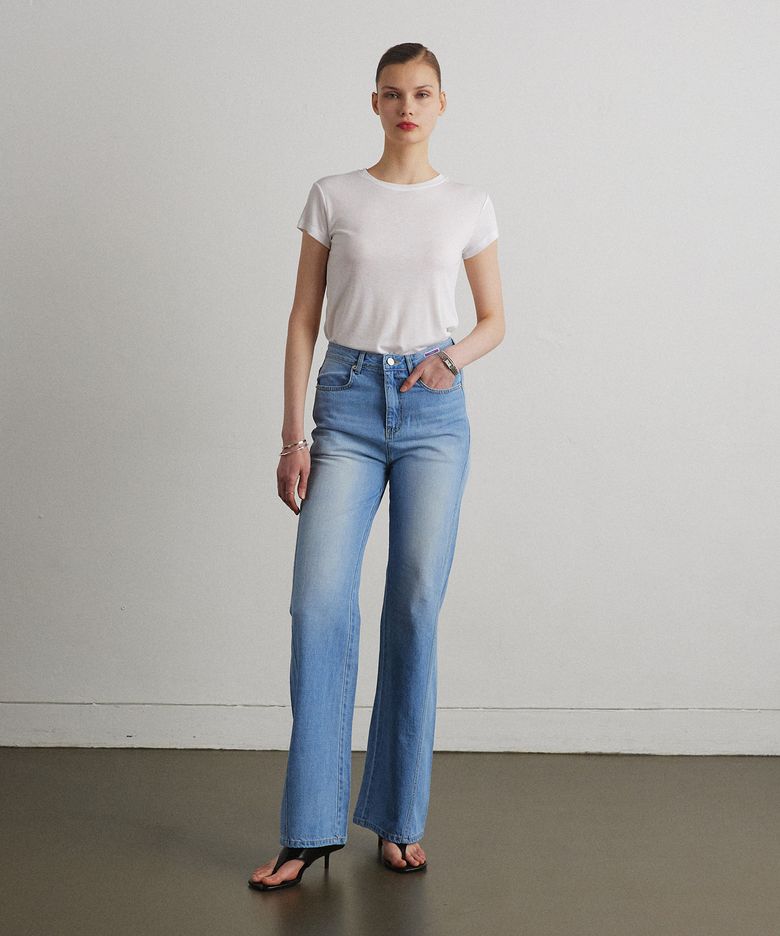 ESSENTIAL BOOTCUT DENIM PANTS_Light blue