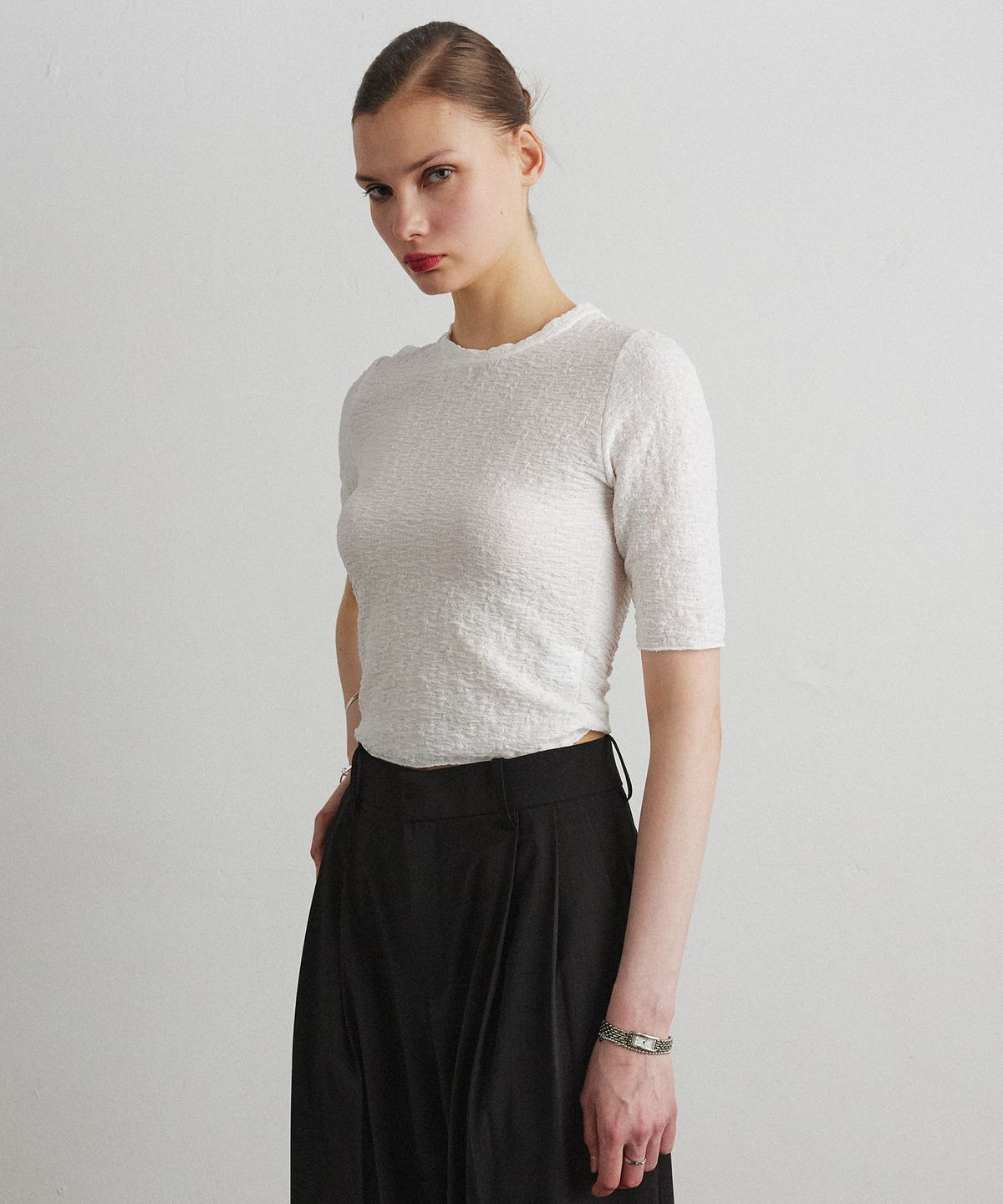 아흐레(AHRE) SEREIN LACE T-SHIRT_WHITE
