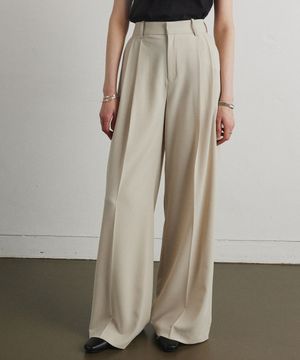 FLOW TUCK WIDE SLACKS_BEIGE