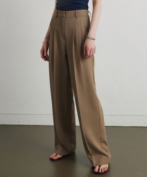 PLEAT BALANCE SLACKS_BROWN