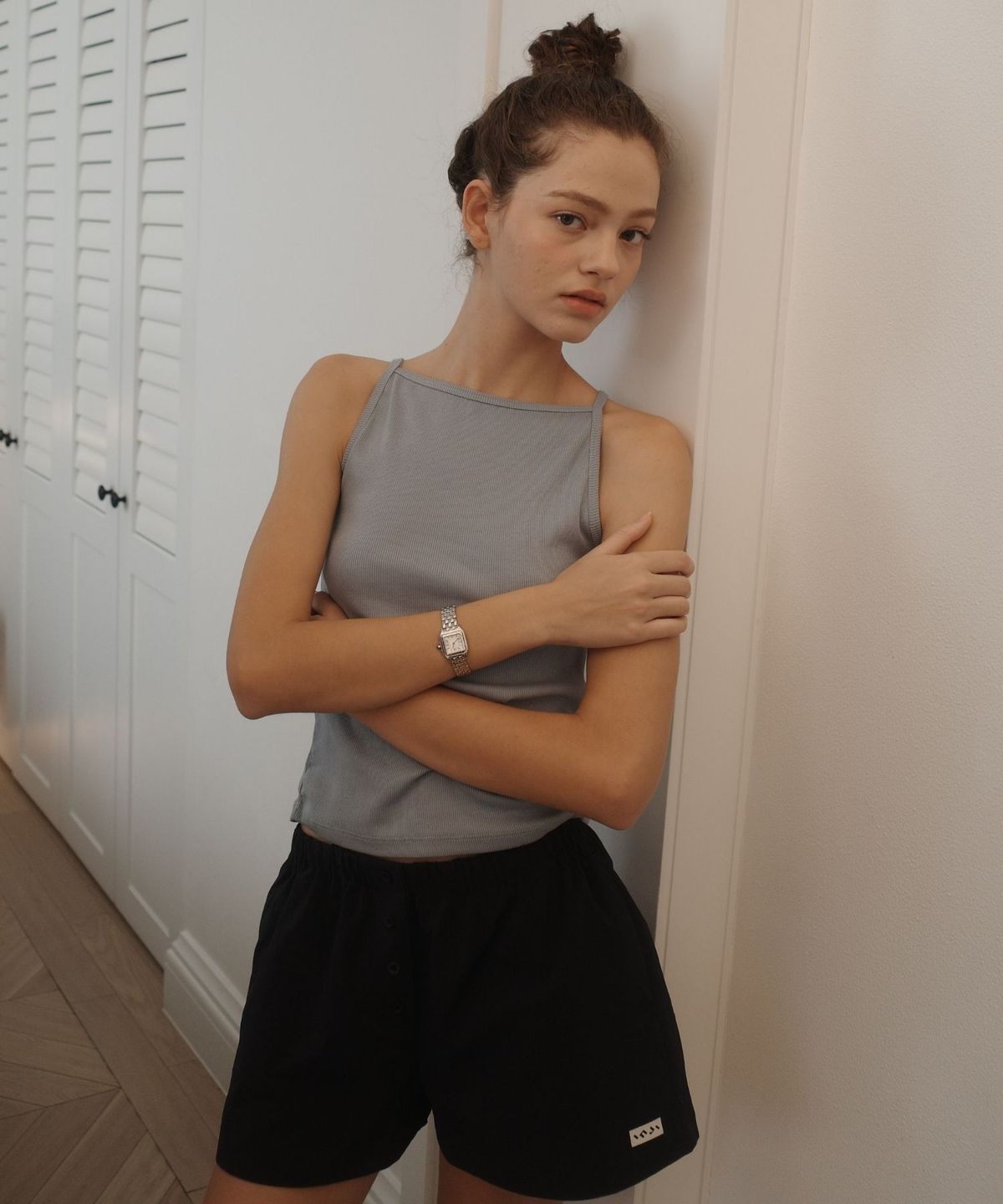 인지액티브(INJIACTIVE) Ribbed Boat neck sleeveless 스카이블루
