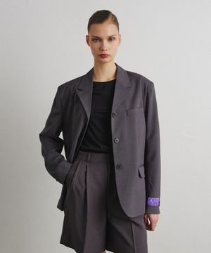 CROP 3-BUTTON SUMMER JACKET_DARK GREY