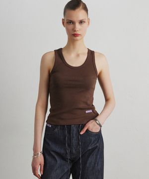 SCOOP NECK SLEEVELESS_BROWN